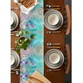 thumbnail image 2 of ERUNPONLY Teal Pink Birds Table Runner - 72 Inch Long Abstract Watercolor Flower Leaf Branch Cotton and Linen Blended Dress Scarves Farmhouse Table Runner for Kitchen Dining, Coffee Table, 13"x72", 2 of 8
