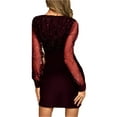 thumbnail image 2 of Qmyliery Women's Evening Dress Mesh Long Sleeve Sequin Embellished V-Neck Slim Cocktail Dress, 2 of 6