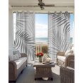 thumbnail image 6 of Gray Palm Leaf Blackout Curtains Light Blocking Print Window Curtains, Tropical Botanical Leaves Minimalist Thermal Insulated Window Drapes for Living Room Kitchen Cafe (2 Panels, 104"W x 84"L), 6 of 8