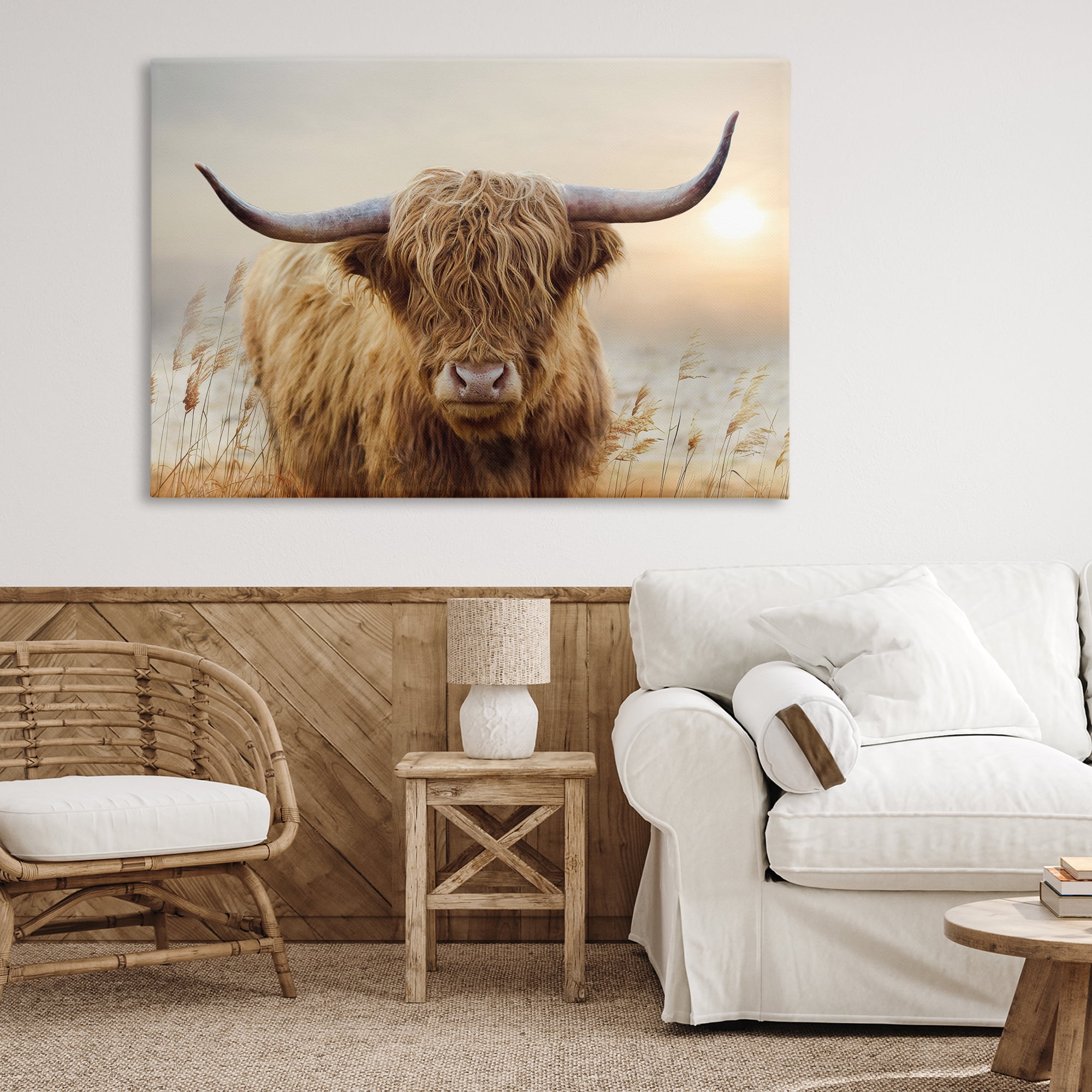 Stupell Industries Highland Cow & Warm Sunset Canvas Wall Art, design by CAD Designs
