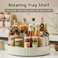 thumbnail image 5 of 360 Degree Rotating Kitchen Storage Cabinet Organizer Multifunctional Seasoning Soy Sauce Vinegar Rack Desktop Fruit Plate Tray (Cream White), 5 of 7