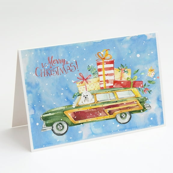 Merry Christmas Maltese Greeting Cards and Envelopes Pack of 8