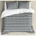 thumbnail image 1 of Grey Chevron Duvet Cover Set Queen Size, Abstract Lines with Various Angles Forming Geometric Parallel Details, Decorative 3 Piece Bedding Set with 2 Pillow Shams, Pale Grey and Grey, by Ambesonne, 1 of 3