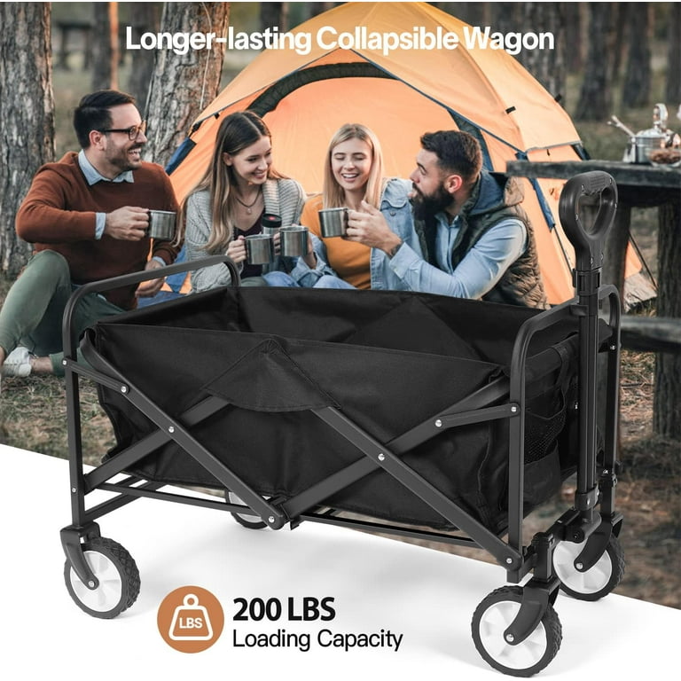 Folding Wagon Cart, Portable Large Capacity Beach Wagon, Heavy