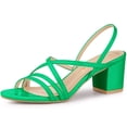 thumbnail image 1 of Sandalias de Tiras Talón Abierto Tacones Gruesos Allegra K Verde 36, 1 of 6