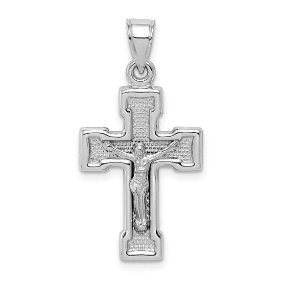 Sterling Silver Latin Crucifix Cross Pendant Necklace for Men and Women Christian Religious Jewelry with Polished Detail High Relief Devotional Spiritual Symbol for Everyday Wear