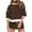 Coffee, variant on Karight Womens Sweatsuits 2 Piece Set Crewneck Sweatshirts High Waisted Skort Skirts Tennis Running Tracksuits Shorts Sets