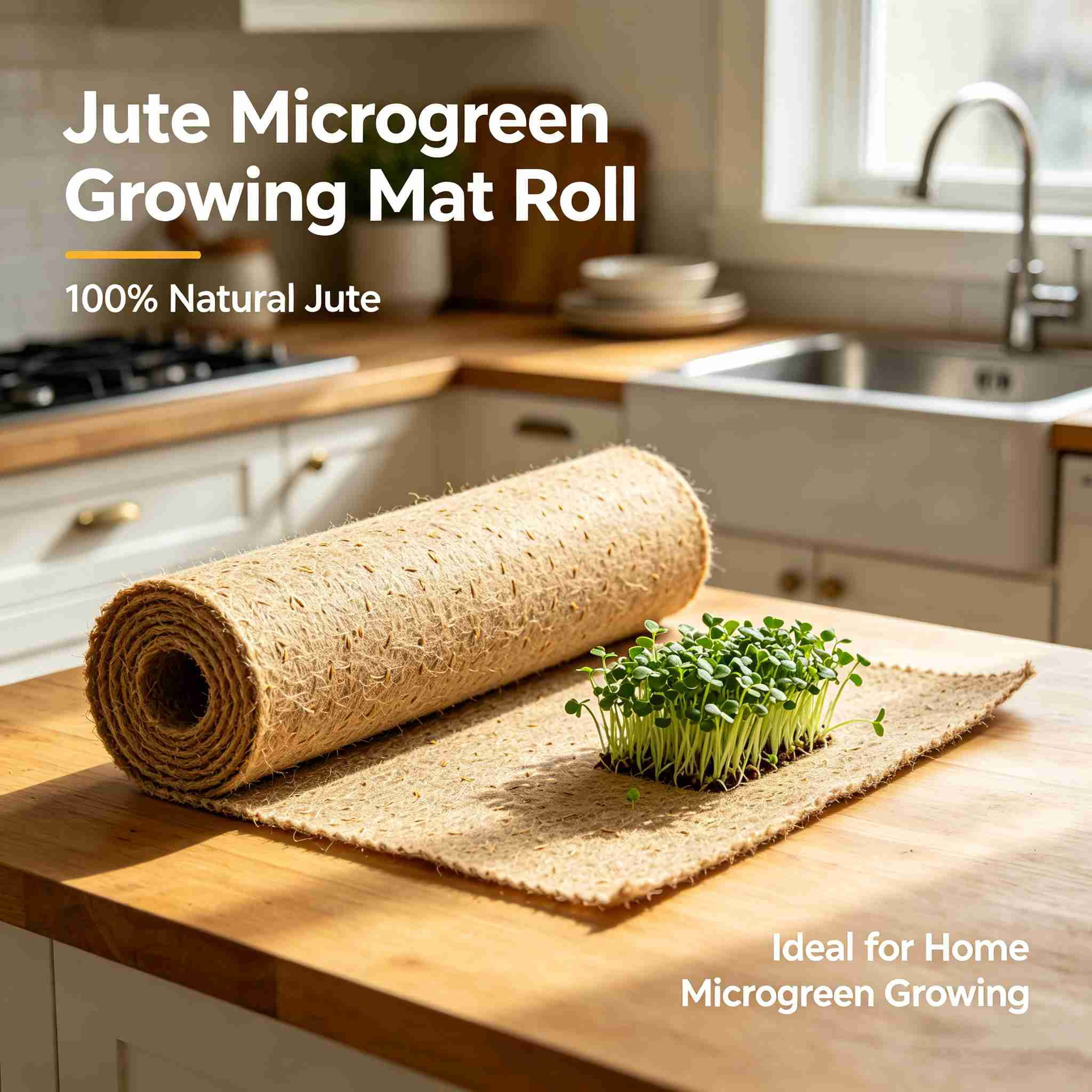 Microgreens Growing Mat Jute Fiber Grow Mats, 10" x 180" Hydroponic Grow Pads for Wheatgrass, Sprouts, Hydroponics Seed Starter Trays, Organic