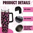 thumbnail image 3 of 40oz Breast Cancer Awareness Tumbler with Handle Straw and Lid Black Pink Ribbon Travel Tumbler Coffee Cup for Women Cancer Survivor Gift, 3 of 6