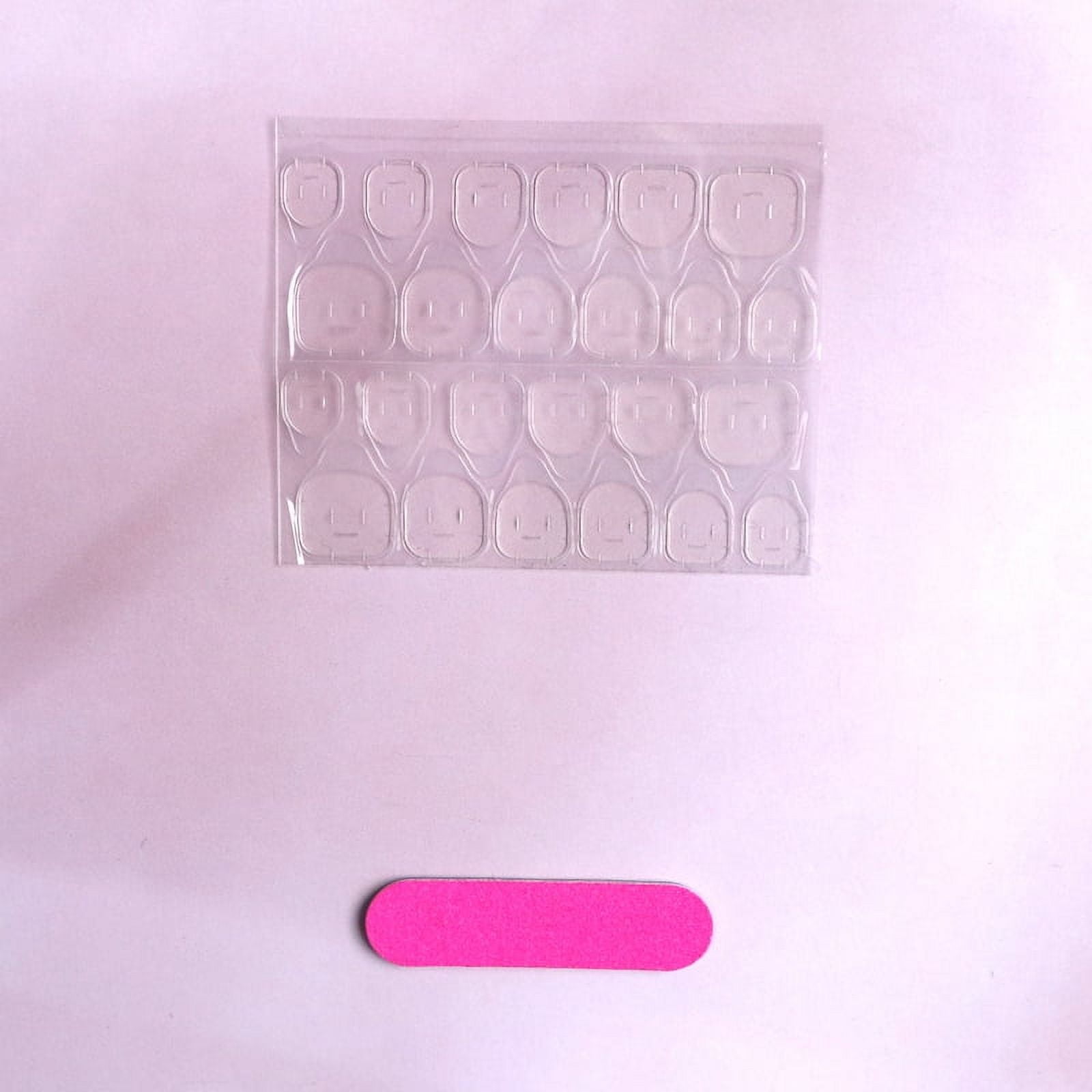 24 PCs Short French Minimalist Stripes with 1 Jelly and 1 Nail File