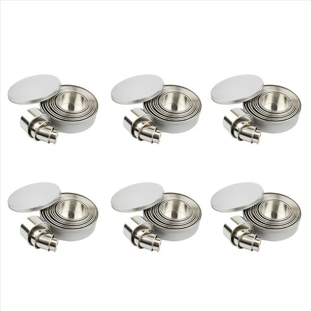 Juego de Cortadores de Galletas y Galletas, Anillos Redondos de Acero Inoxidable para ReposteríA 72 Piezas con Caja Redonda para Pasteles de Rosquilla Pastel de Fondant