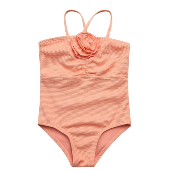 Jessica Simpson Baby and Toddler Girls' One-piece Ruched Swimsuit with Rosette, Sizes 12M-5T