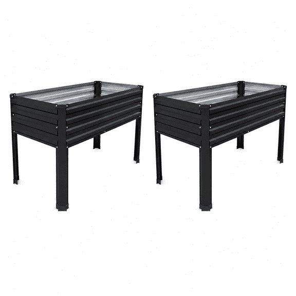 2PCS Galvanized Raised Garden Bed with Legs,48×24×30in Black | Elevated Planter Box for Backyard,Garden, Patio, Balcony, 400lb Capacity