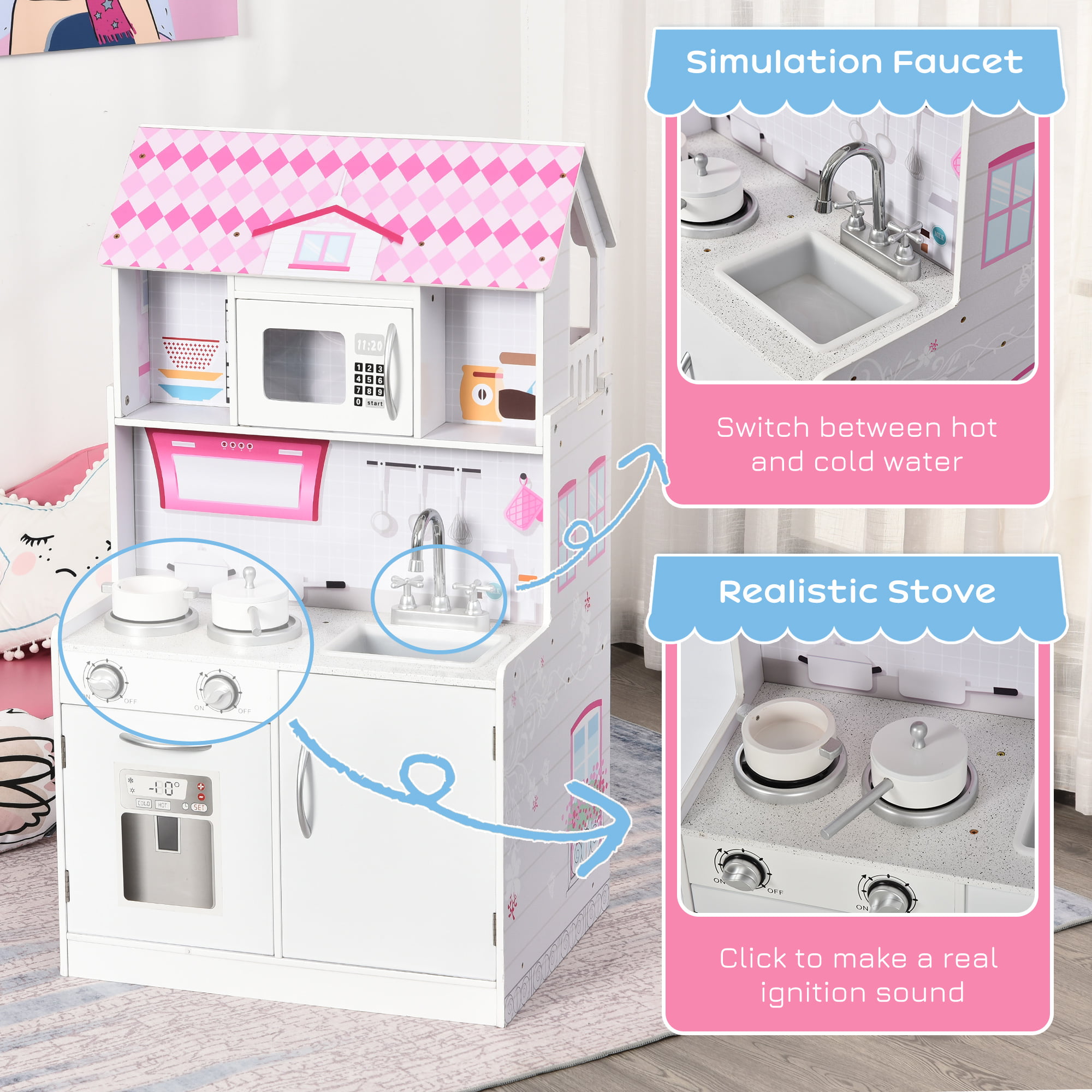 B Mini Kids Kitchen Cookware Set Utensils Preschool Dolllhouse Toys Age 3 