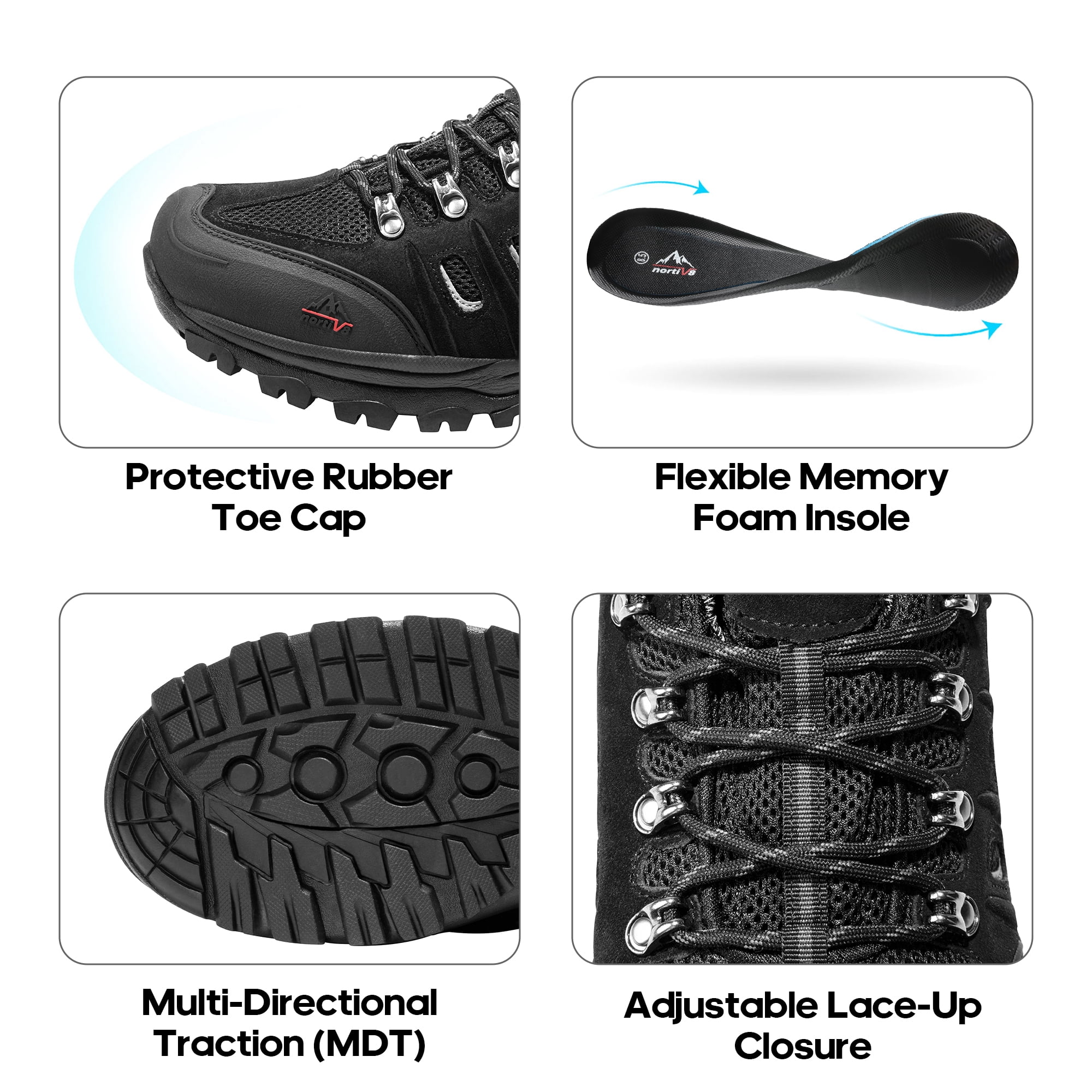 NORTIV 8 Men's Waterproof Leather Low-Top Hiking Shoes for Outdoor Trekking, Camping, and Walking