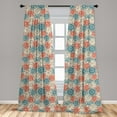 thumbnail image 5 of Ambesonne Botanic Curtains, Hippie Floral Prehistoric, Pair of 28"x63", Vermilion Beige Teal, 5 of 5
