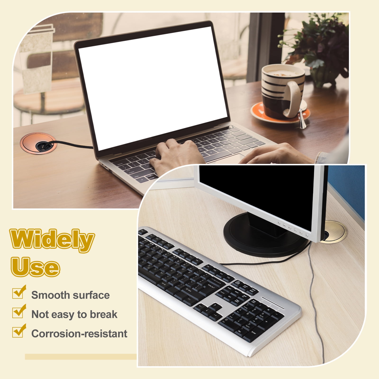 20 Pcs Desk Grommet 2 Inch,ABS Plastic Round Desk Hole Cover,50mm,Black