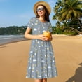 thumbnail image 4 of Naloa Sleep Rabbit Print Womens Summer A-Line Dress with Pockets,Short Sleeve Dresses,Flowy Beach Swing Dress for Vacation Travel, 4 of 6