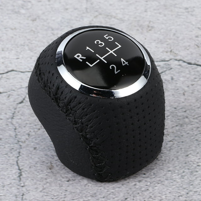 Perilla de palanca de cambios de coche, palanca de balonmano, reemplazo de cuero PU, compatible con Peugeot Boxer, color negro, 5 velocidades