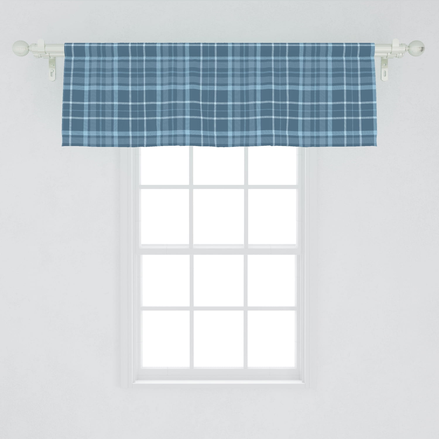 Plaid Window Valance Rhythmic Traditional Checkered Retro Style Rustic