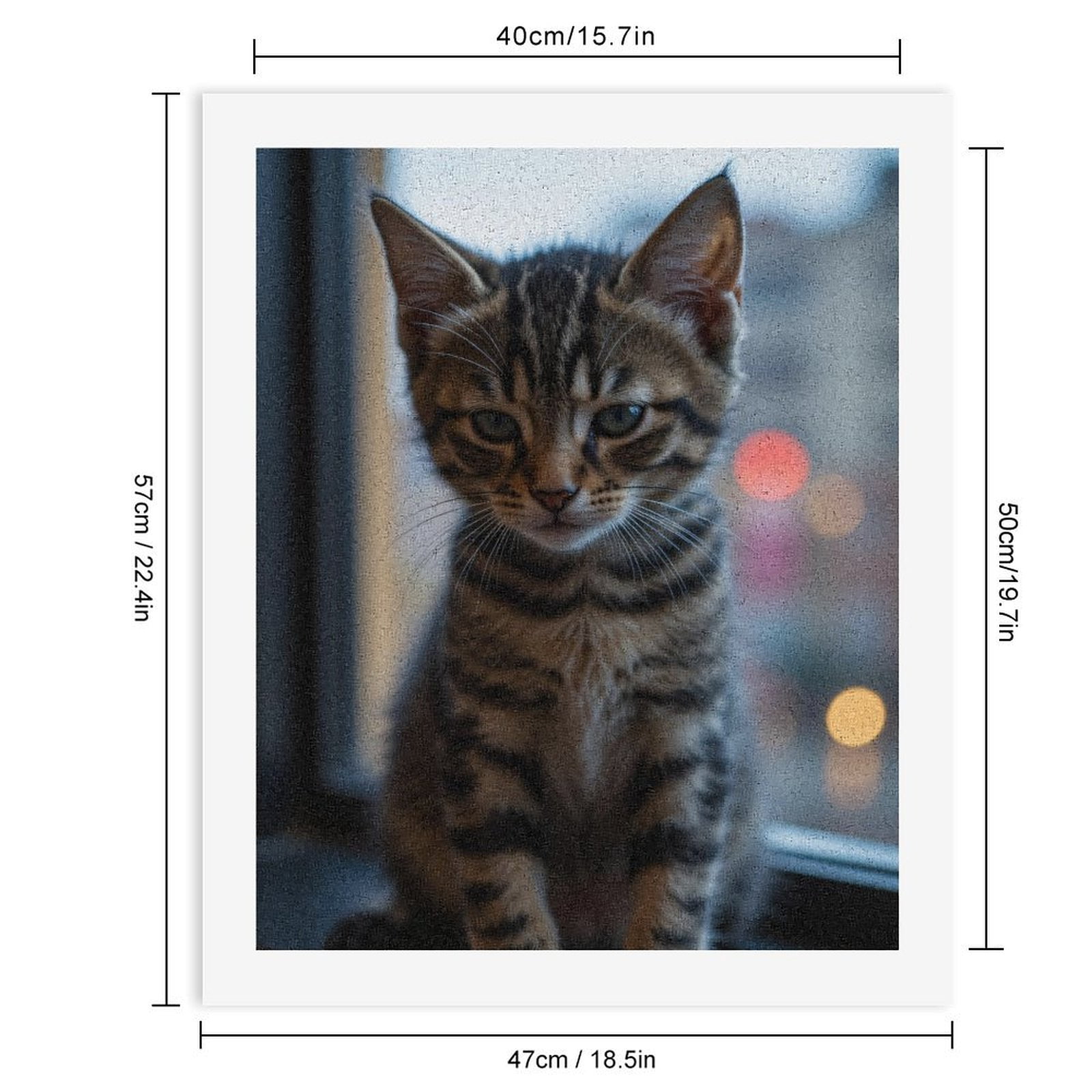 Paint By Numbers Kit for Adults Beginner - Tabby Kitten Window Light Glow DIY Canvas Painting Kits for Adults, Frameless Paint By Number for Adults for Home Wall Decor 16x20 Inch