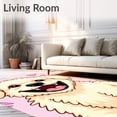 thumbnail image 2 of ODIKA 6'x9' Machine Washable Non-Slip Area Rug, Adorable Poodle Portrait Anti Slip Bath with Whimsical Cartoon Design High Traffic Rug, Pink, 728853, 2 of 7