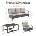thumbnail image 4 of OPOHORO 4-Piece Outdoor Patio Conversation Set, 75-Inch Wicker Sofa with 2 Swivel Rocker Chairs and Coffee Table, Brown Rattan Furniture with Beige Cushions for Deck or Porch, 4 of 13