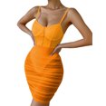 thumbnail image 3 of VISgogo Vestido de patchwork transparente para mujer, con aros, sin mangas, de color sólido, con correa de espagueti, de una pieza VISgogo moda, 3 of 9