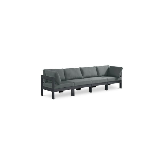 Meridian Furniture Nizuc Grey Water Resistant Fabric Outdoor Patio Modular Sofa