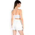 thumbnail image 5 of Women's Elastic Waist Pleated Drawstring Shorts with Side Pockets- White,Small, 5 of 7