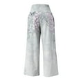 thumbnail image 5 of Wide Leg Printed Pants For Women Elastic High Waist Elastic Waist Baggy Pants Teenagers Girls Straight Leg Trousers Blue M, 5 of 5