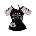 thumbnail image 3 of Trendfront Womens Kawaii Tee Cute Cat Graphic Cold Shoulder Strappy Short Sleeve T-Shirt Japanese Anime Harajuku Style Casual Goth Tops, 3 of 3