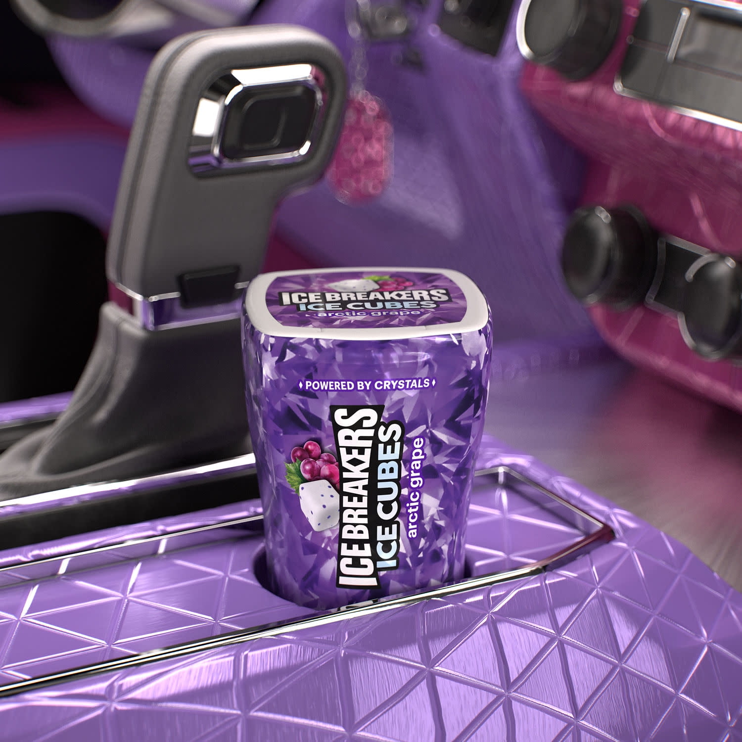 Ice Breakers Ice Cubes Arctic Grape Sugar Free Chewing Gum, Bottles 3.24 oz, 6 Count, 40 Pieces