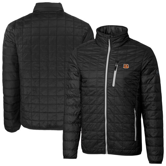 Men's Cutter & Buck Black Cincinnati Bengals Big & Tall Rainier PrimaLoft Eco Insulated Full-Zip Puffer Jacket