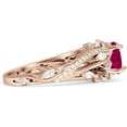 thumbnail image 5 of Round Split Shank Ring Ruby Cubic Zirconia Rose Tone 925 Sterling Silver, Size 5, 5 of 7