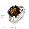 thumbnail image 4 of Shey Couture Sterling Silver with 14K Accent Antiqued Cushion Checkerboard Smoky Quartz Ring QTC1498, 4 of 6