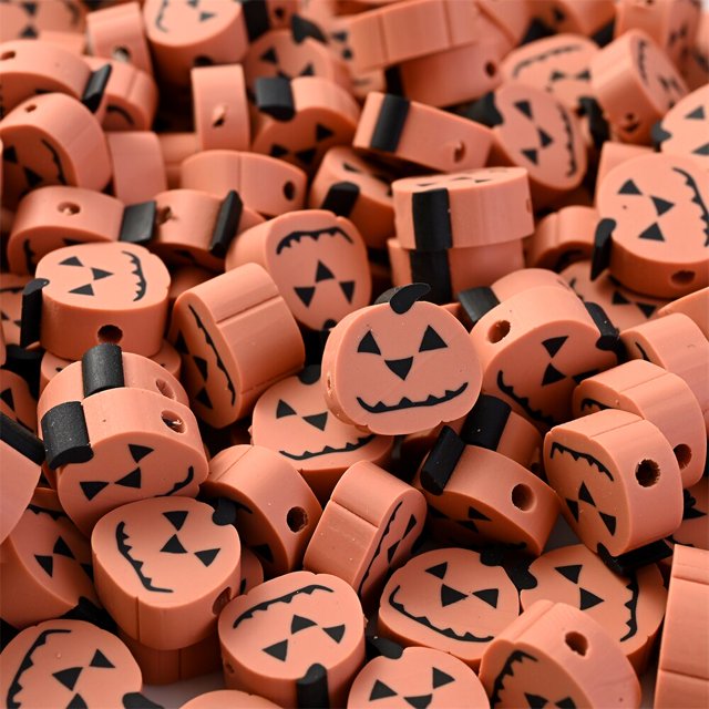 50pcs Mix Halloween Space Clay Beads Ghost Skull Spider Web Pumpkin Jewelry Beads For Making Bracelet Necklace Earring Handcraft