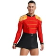 thumbnail image 3 of CHICTRY Men Halloween Ringmaster Dancewear Long Sleeve Tassel Jumpsuits Bodysuits Red XL, 3 of 5