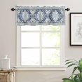 thumbnail image 3 of Boho Valances for Windows Bohemia Rod Pocket Valance Window Treatments 1 Panel Tribal Vintage Rustic Blue Short Curtains for Kitchen Windows Bathroom Bedroom 54 x 18 inch, 3 of 6