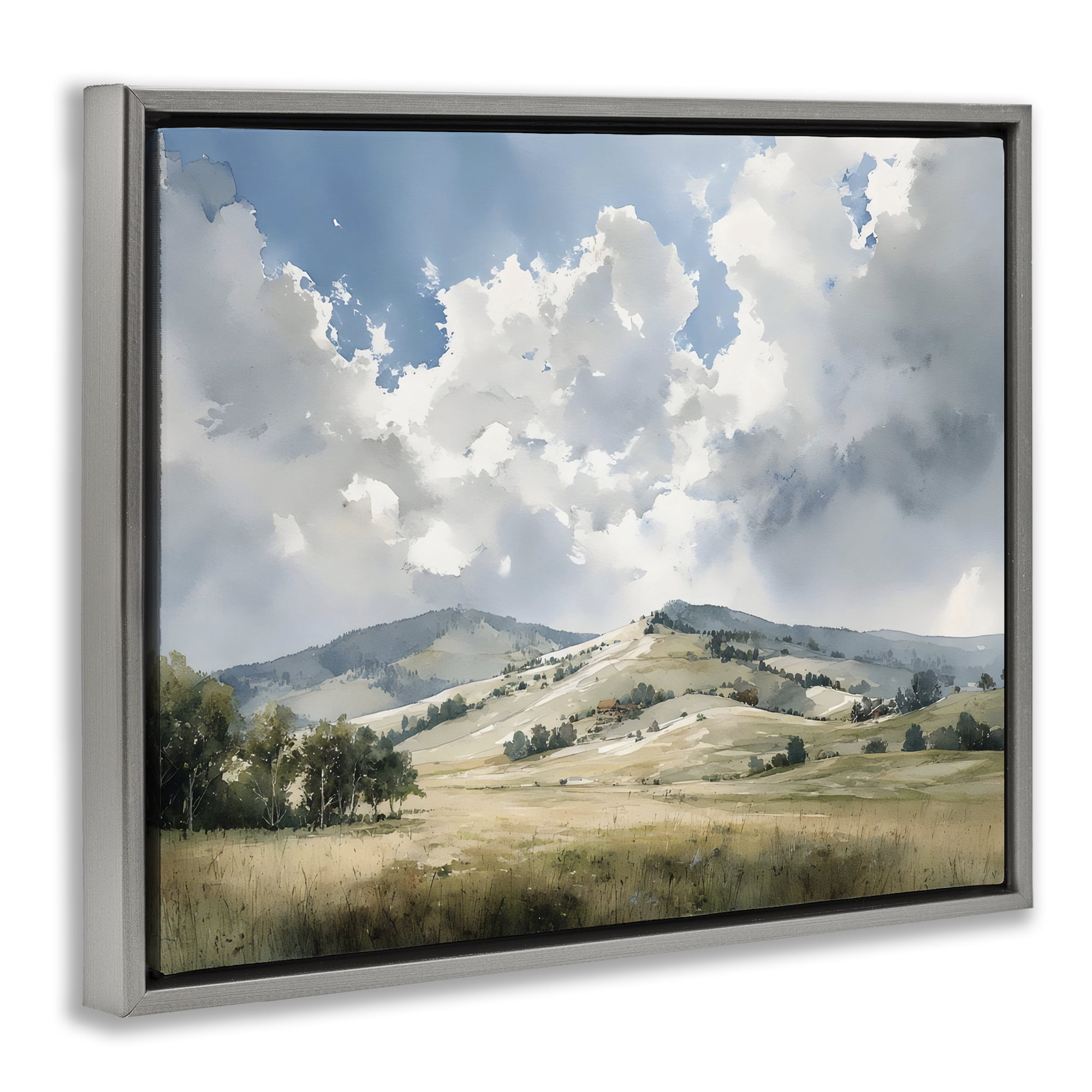 Stupell Industries Tranquil Hills Meadow Gray Framed Floater Canvas Wall Art, design by Franklyn Gregory