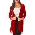 thumbnail image 4 of iEFiEL Womens Casual Plus Size Chiffon Shrug Cardigan Draped Ruffles Long Bolero, 4 of 7
