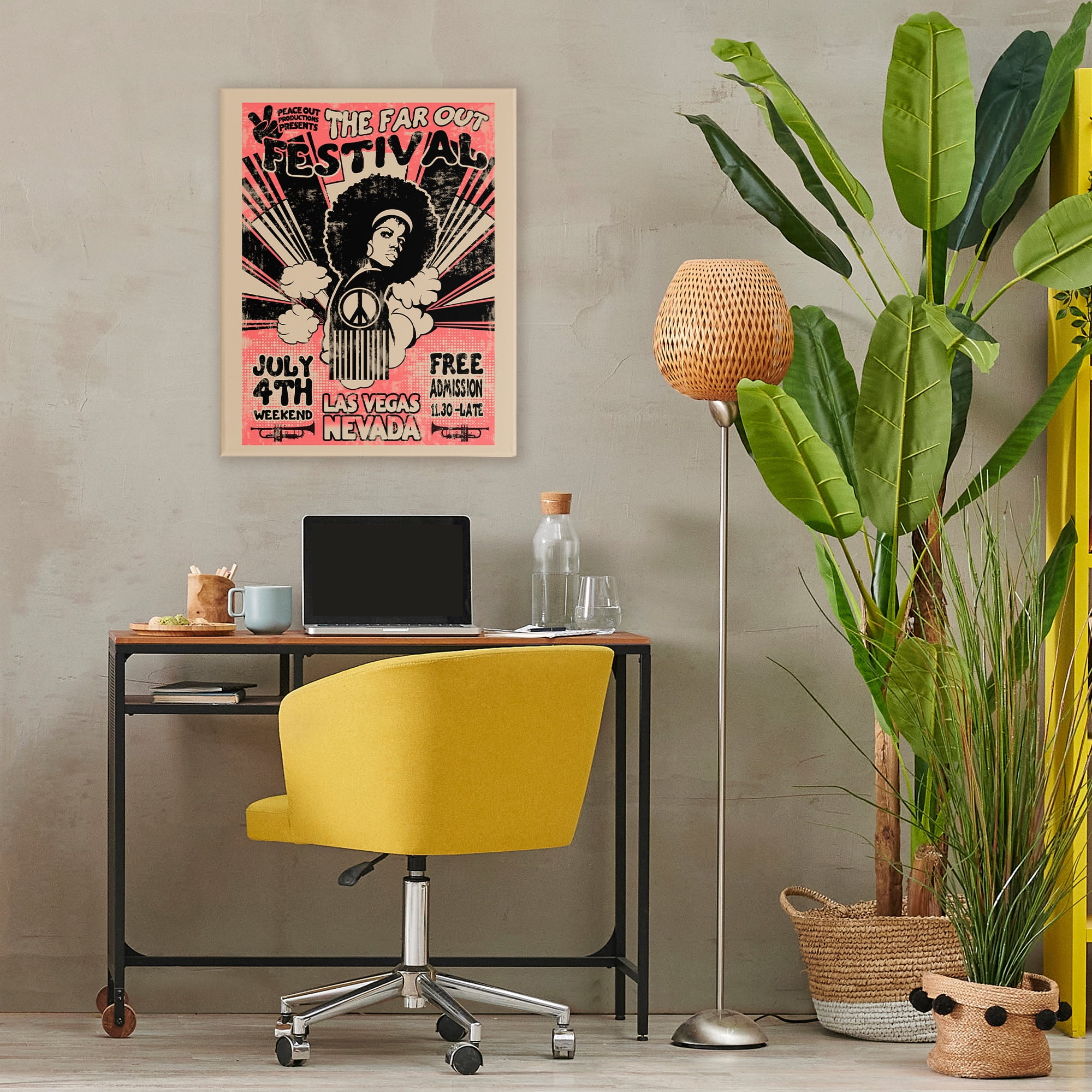 Stupell Industries Retro Far Out Festival Poster Canvas Wall Art, design by Ali Chris