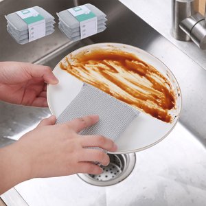 Dvkptbk Dishwashing Cloth Sponge Wipe Household Double-sided Non-stick Oil Kitchen Thickened Scouring Pad Steel Wool Dishwashing Wipe Kitchen Cleaning