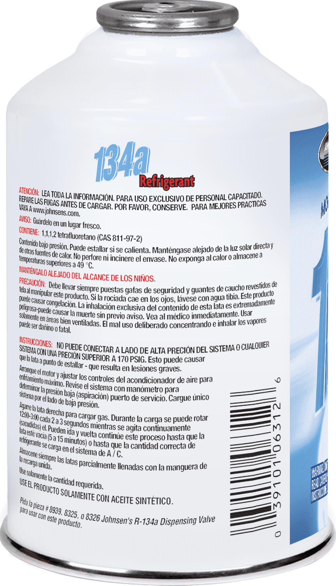 Johnsens 6312 R-134a A/C Refrigerant - Compatible Vehicle - 12 oz - Single (1 Count)