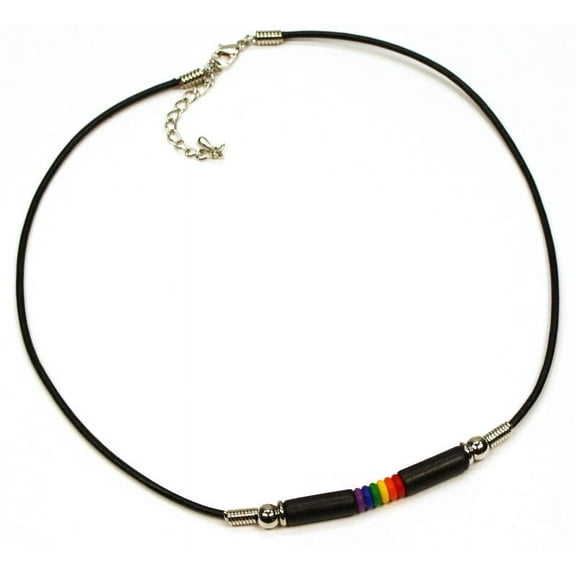 Pride Shack - Gay Pride Rainbow and Black Bead Necklace Approx.18 Inch Rainbow