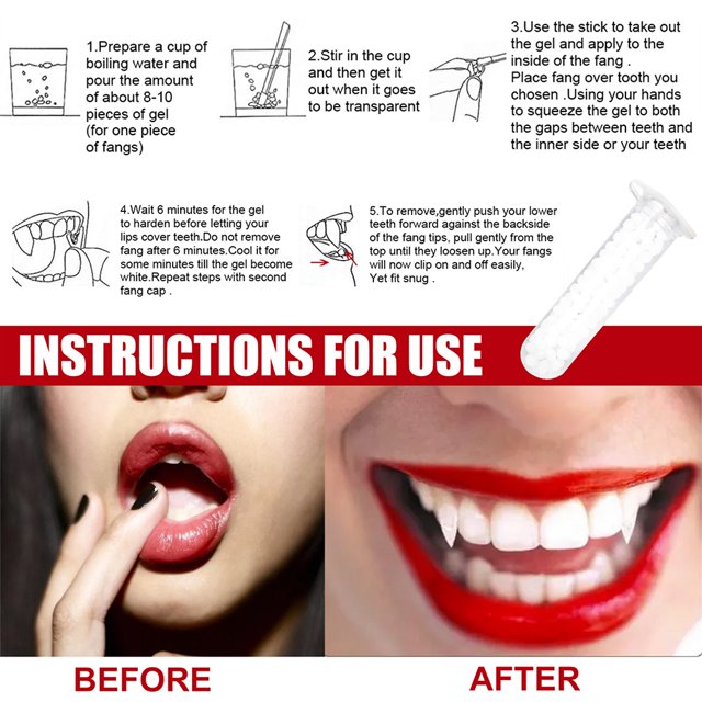 Accesorios para dientes de Halloween, dientes de fantasma retráctiles, dientes de fantasma de terror, accesorios para dientes de cosplay, rendimiento comprobado