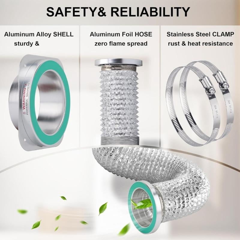 CEORPER Heavy Type Magnetic Dryer Vents Includes Wall Mount And 4 In Aluminum Hose