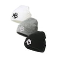 thumbnail image 1 of 3pcs/1pc Children's Warm Knitted Hat For Autumn And Winter,NY Embroidered Design,Ear Protection Warm Beanies 3pcsBKGYWT One Size, 1 of 5
