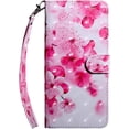 thumbnail image 2 of Compatible with Samsung Galaxy A20 Wallet Case, Galaxy A20 Phone Case Leather Flip Folio Case with Wrist Strap and Kickstand Magnetic Shockproof Case for Samsung Galaxy A20 / A30 Pink Flower BX, 2 of 12