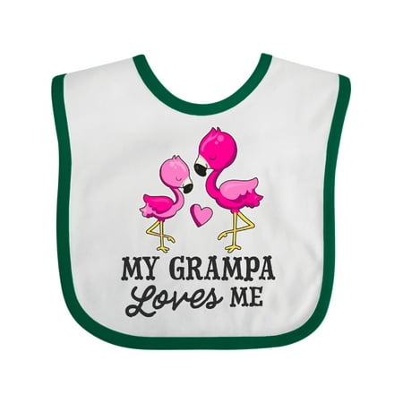 

Inktastic My Grampa Loves Me with Two Flamingos Gift Baby Boy or Baby Girl Bib